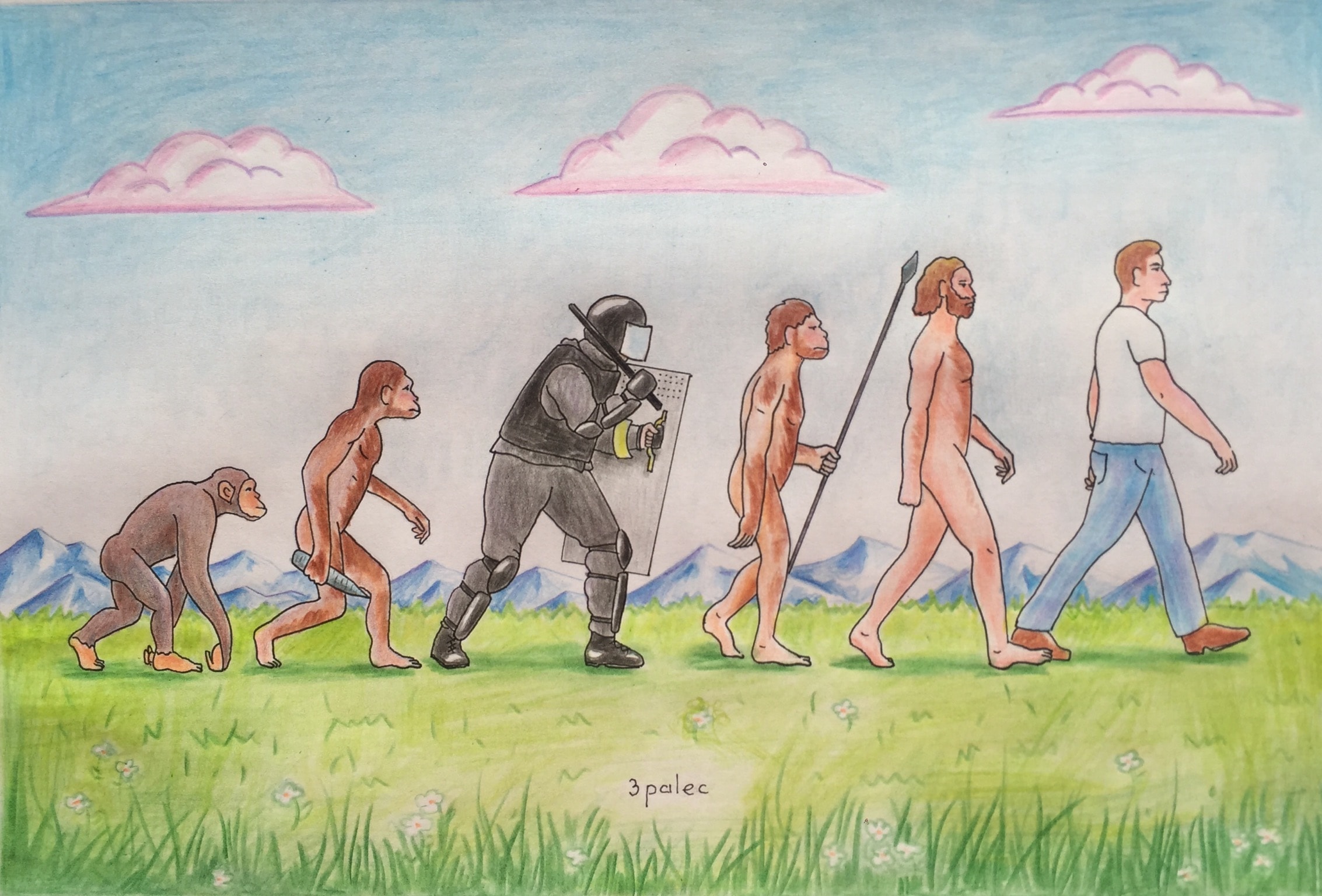 2266x1536, 508 Kb / эволюция, омон, карикатура