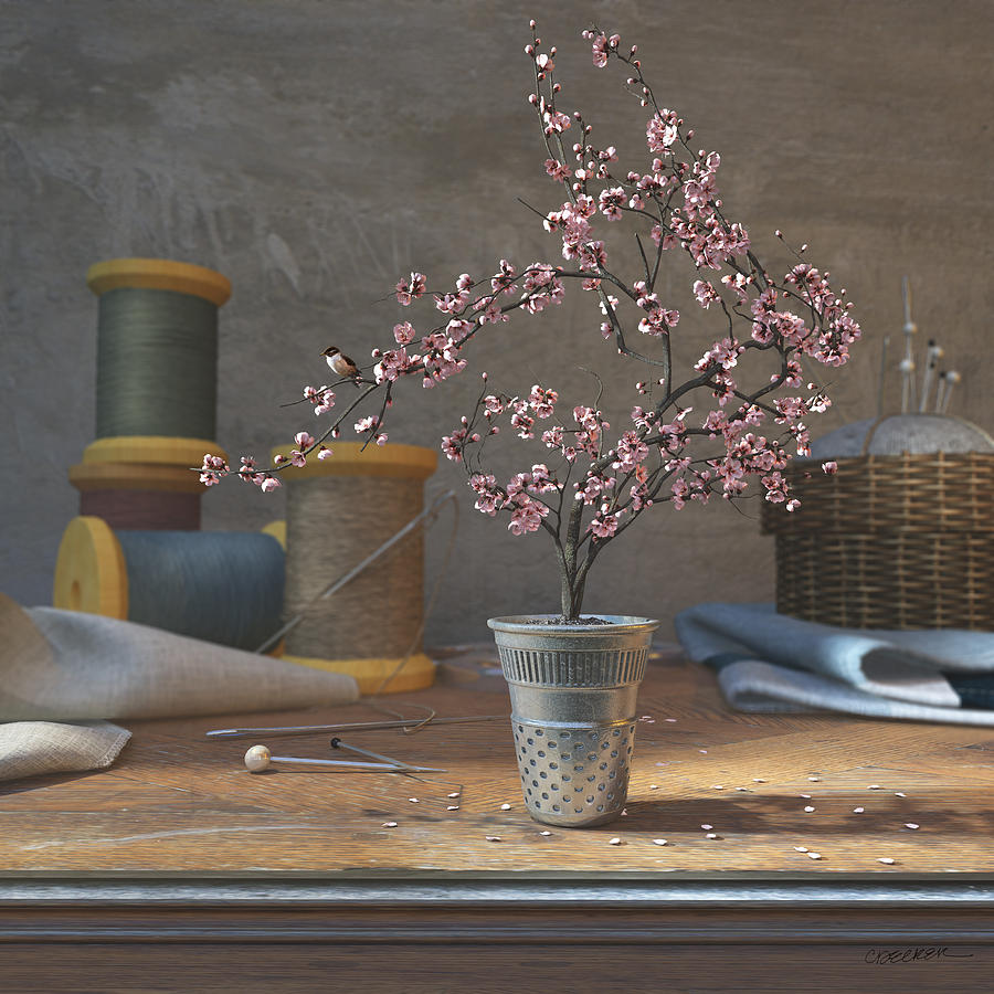 900x900, 136 Kb / сакура, дерево, наперсток, булавки, иглы, игольница, нитки, ткань, лен