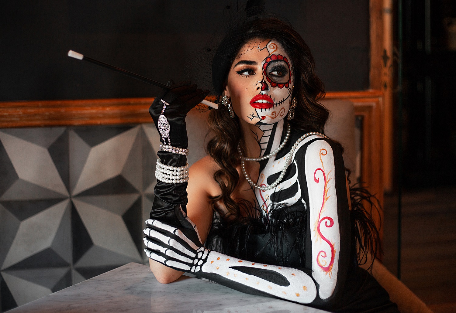 1500x1031, 464 Kb / макияж, праздних, день мёртвых