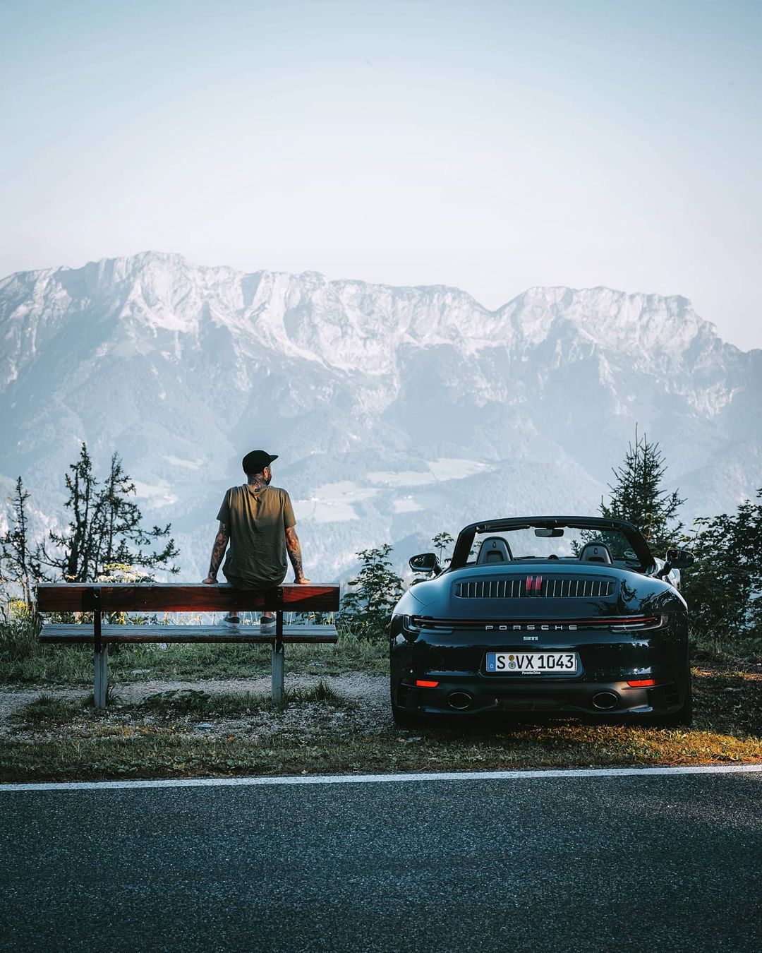 1080x1350, 250 Kb / скамейка, автомобиль, горы, снег