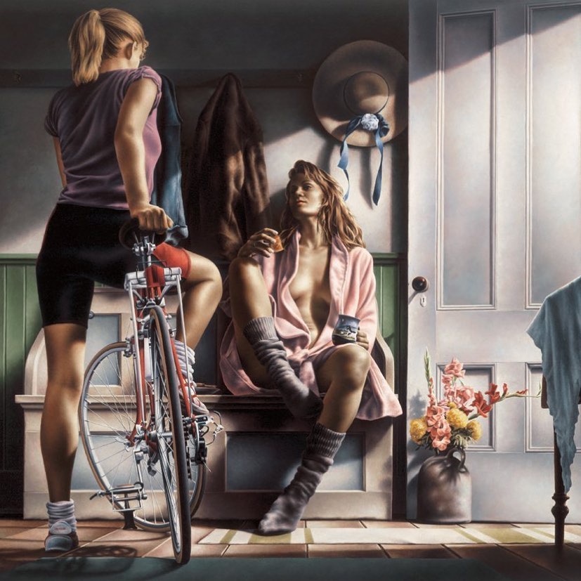 827x827, 121 Kb / Paul Kelley, Tea and Oranges, велосипед, прихожая, пиджак, рисунок, шляпа