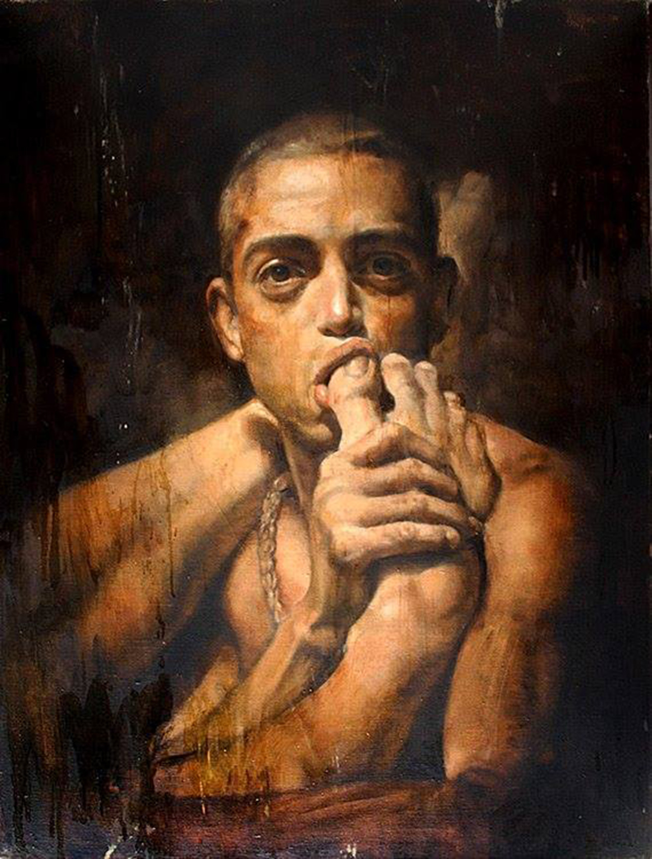 1313x1728, 489 Kb / чудак, палец, нога, взгляд, рисунок, рот, нога