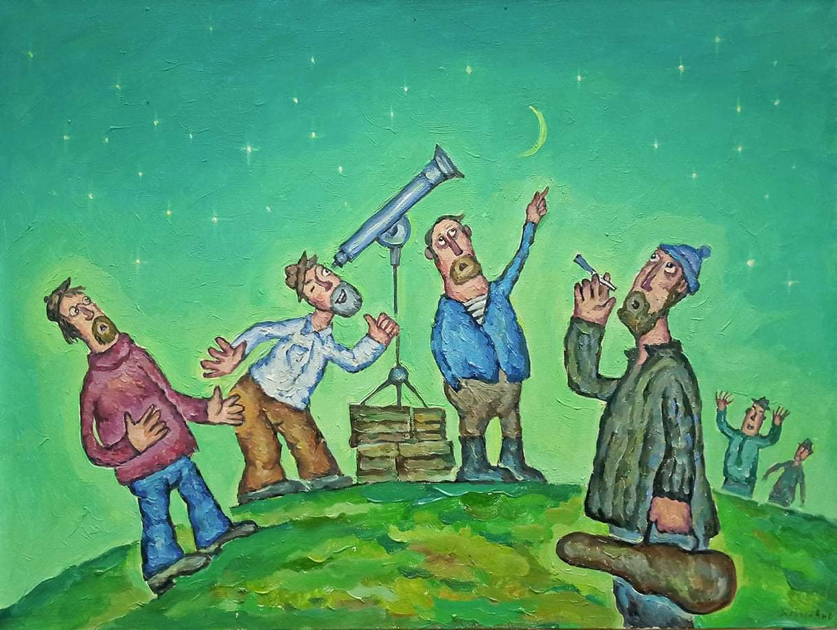 1219x917, 136 Kb / телескоп, мужики, картина, Левченко
