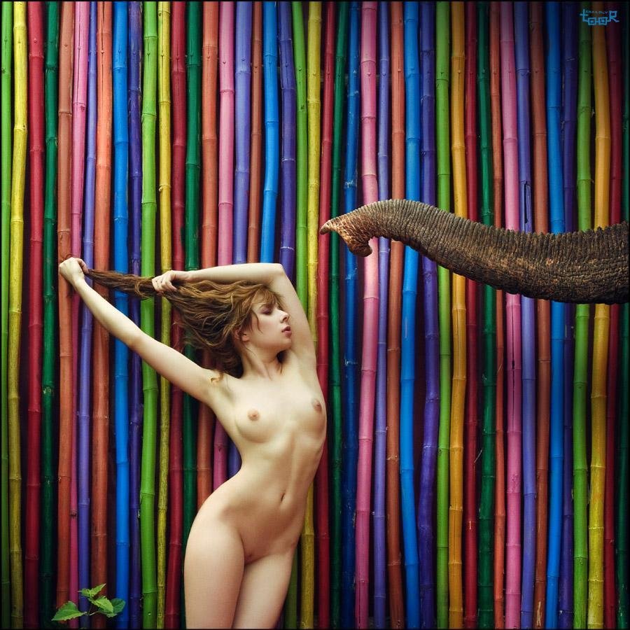 900x900, 142 Kb / женщина, хобот, бамбук, цветной, росток, Екатерина Лавская