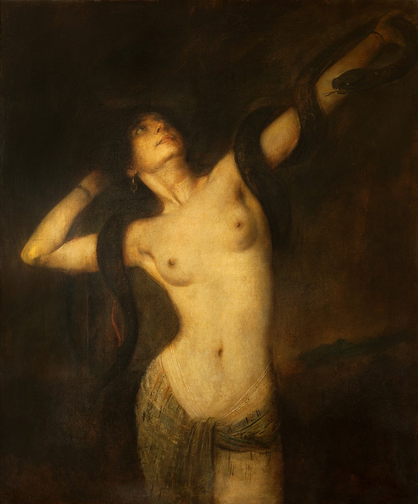850x1024, 154 Kb / женщина, картина, Лилит, змий, Franz von Stuck, The Snake Queen