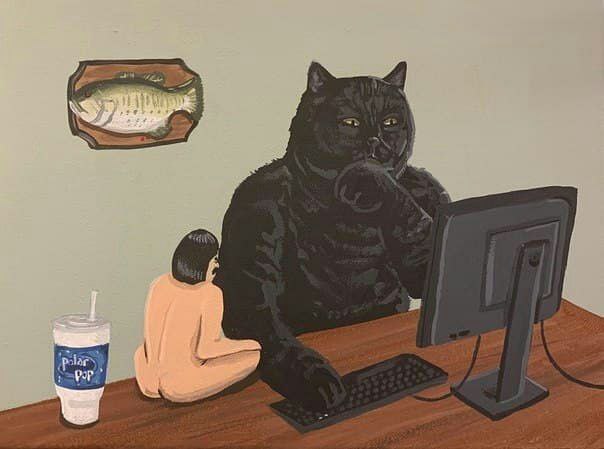 604x449, 37 Kb / кот, клавиатура, монитор