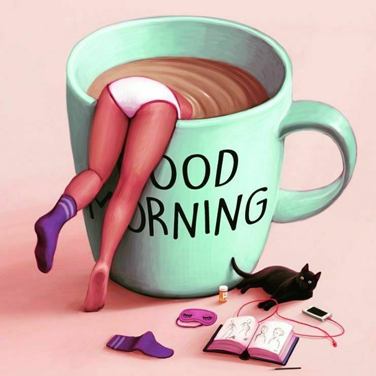 741x741, 68 Kb / кружка, носки, книга, кофе, рисунок