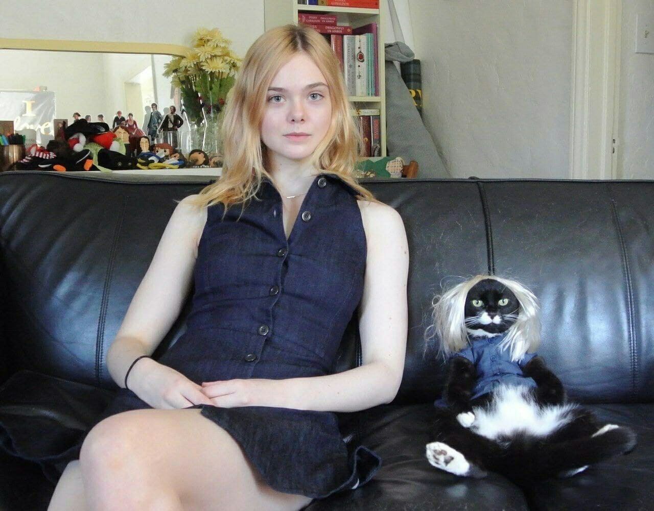 1280x1001, 173 Kb / диван, парик, котэ, Elle Fanning