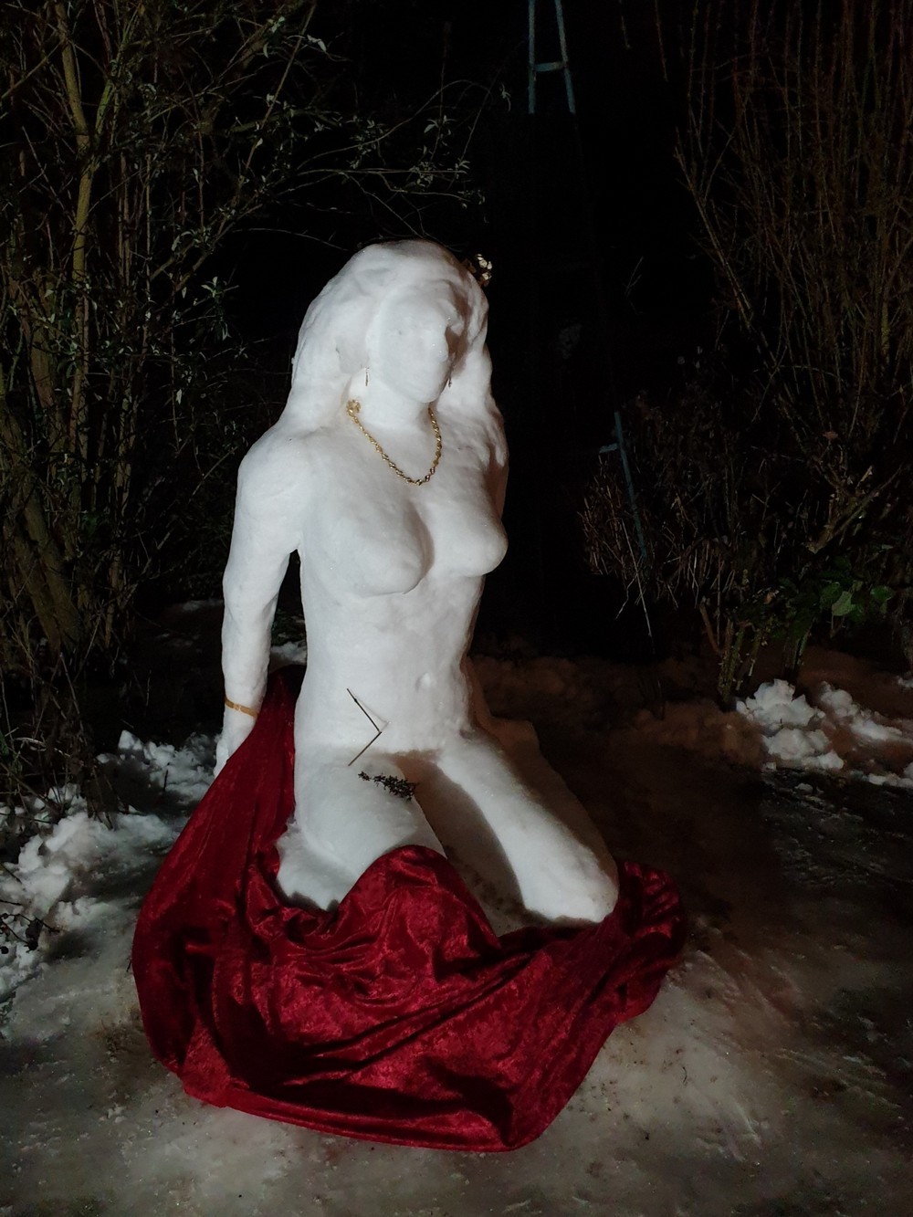 1000x1333, 255 Kb / снег, статуя, цепочка, ночь