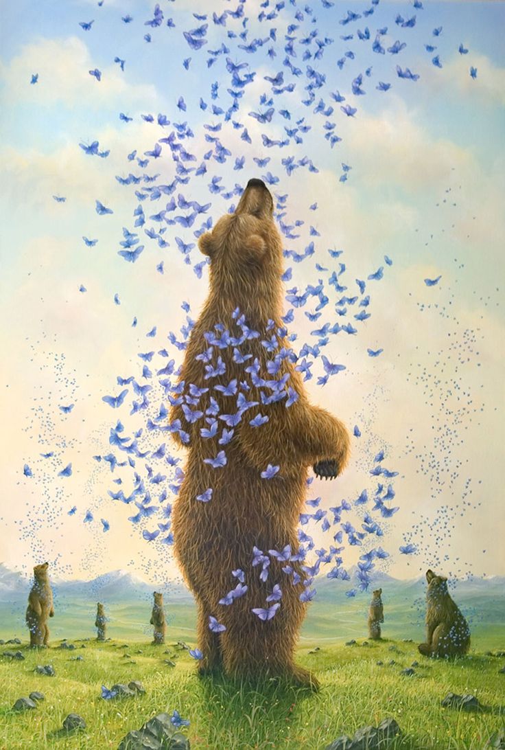 736x1092, 142 Kb / Медведь, бабочки