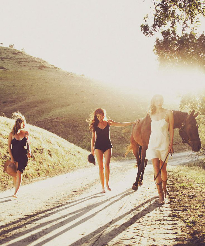 700x840, 215 Kb / женщины, дорога, конь, шляпы