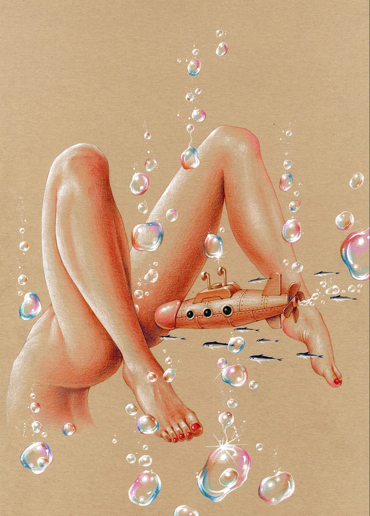 1181x1646, 396 Kb / девка, ноги, пузыри, подлодка, хуй, рисунок