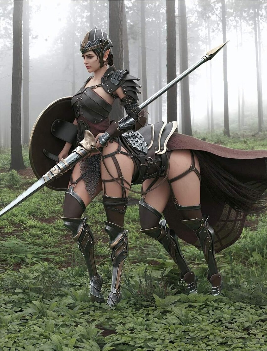 850x1118, 271 Kb / Кентавр, женщина, копьё, лес, фотошоп