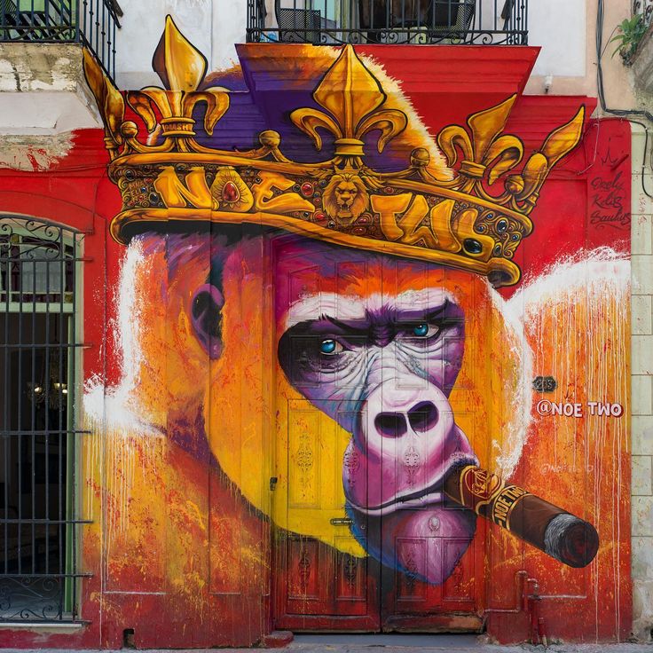 736x736, 138 Kb / обезьяна, горилла, граффити, сигара, корона