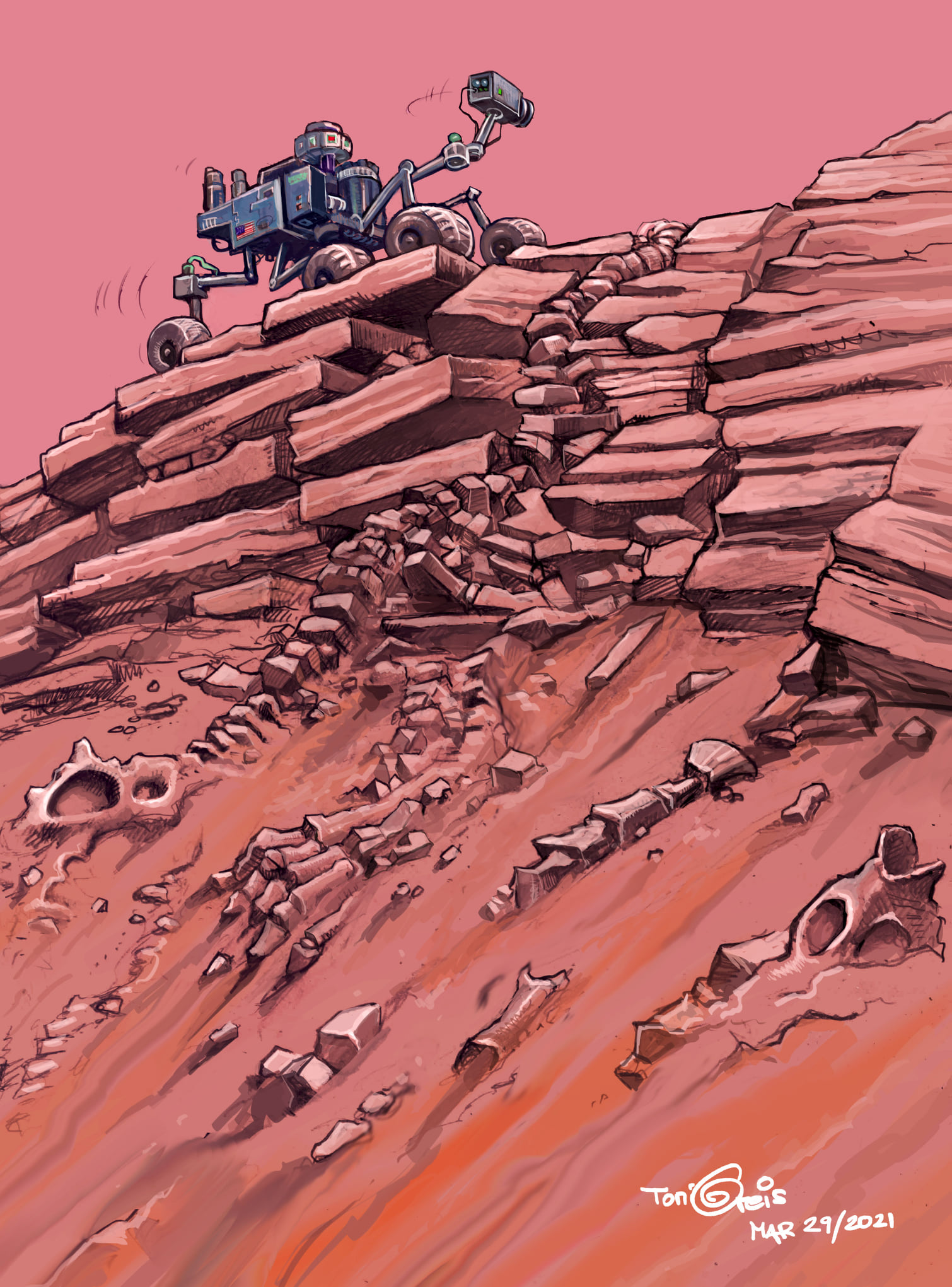 1510x2041, 603 Kb / Toni Greis, скелет, марсоход