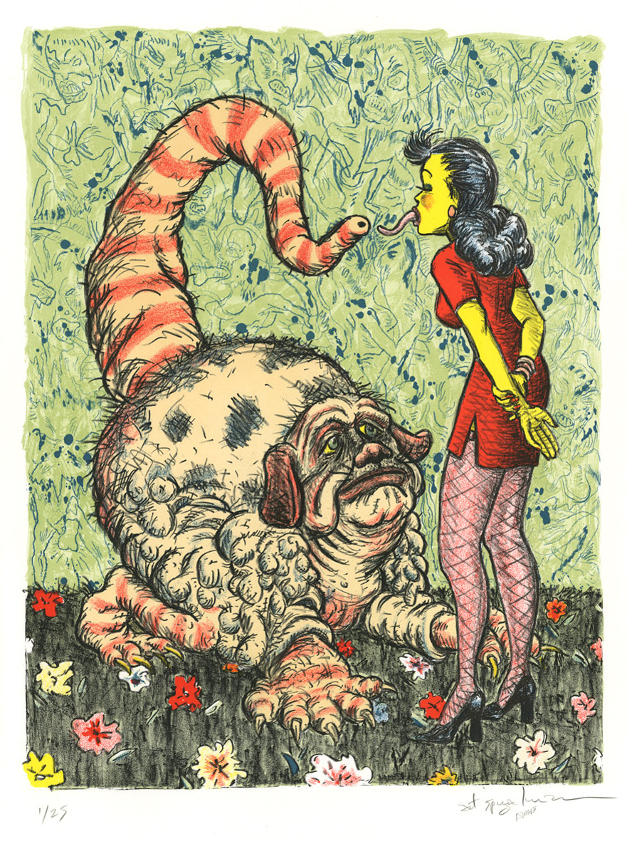 881x1181, 631 Kb / рисунок, девушка, язык, хвост