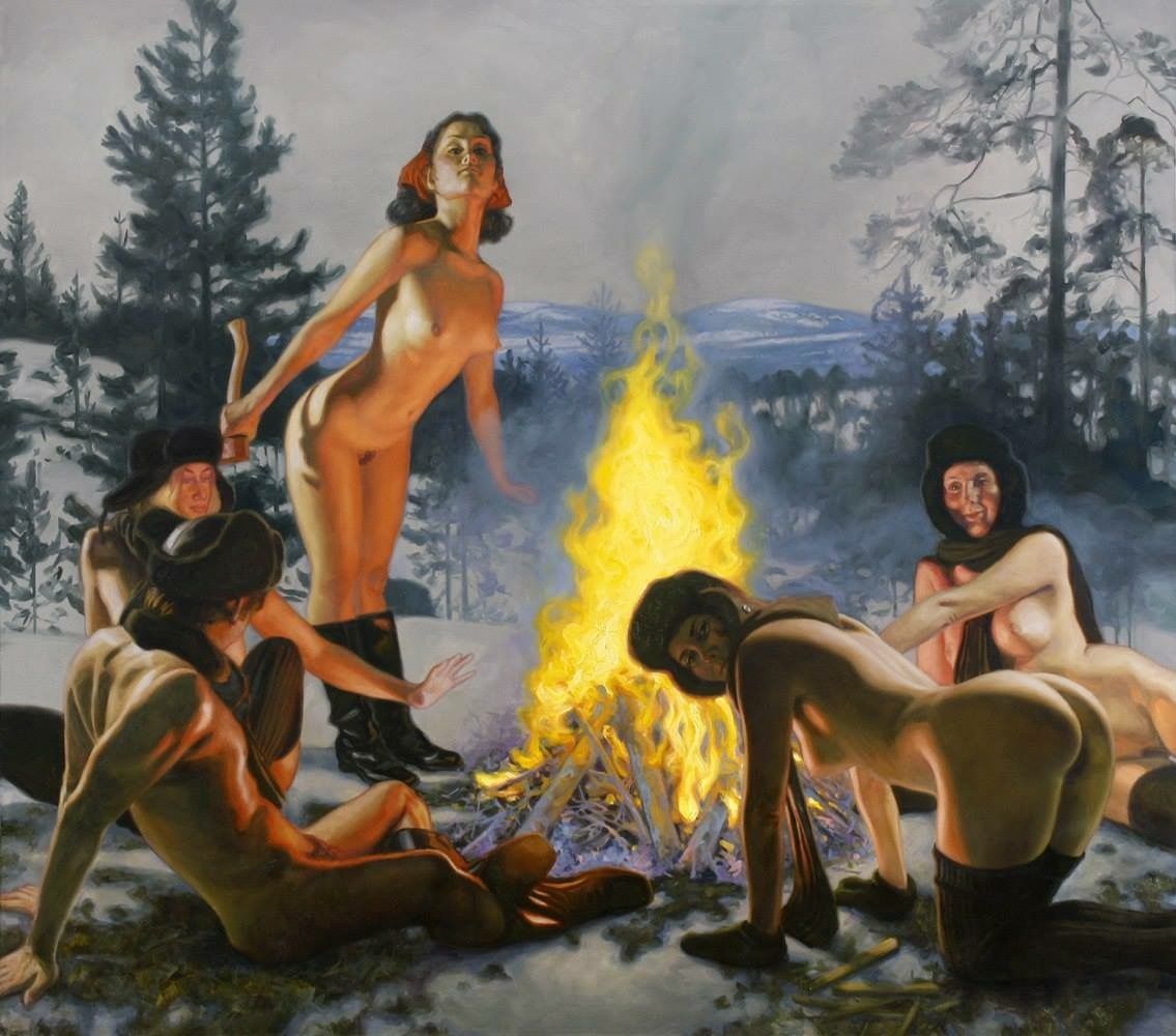 1135x1000, 127 Kb / девки, костёр, рисунок