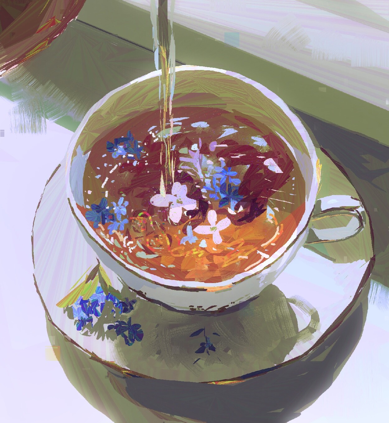 1250x1360, 344 Kb / чашка, блюдце, чай, рисунок