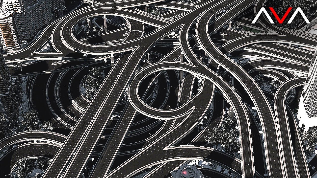 1280x720, 403 Kb / дороги, шоссе, развязка, здания