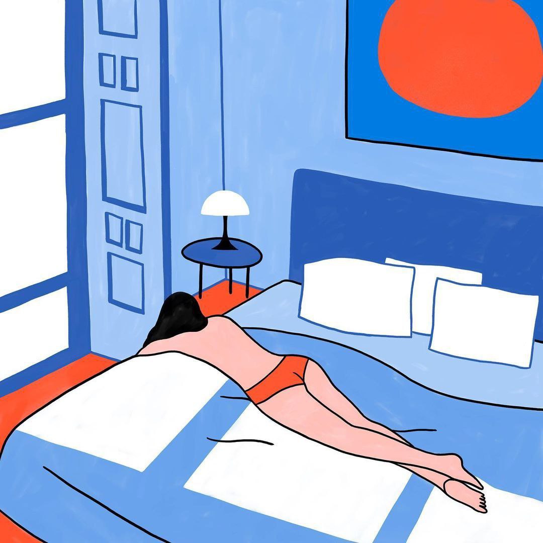 1080x1080, 119 Kb / постель, кровать, топлесс, брюнетка, графика