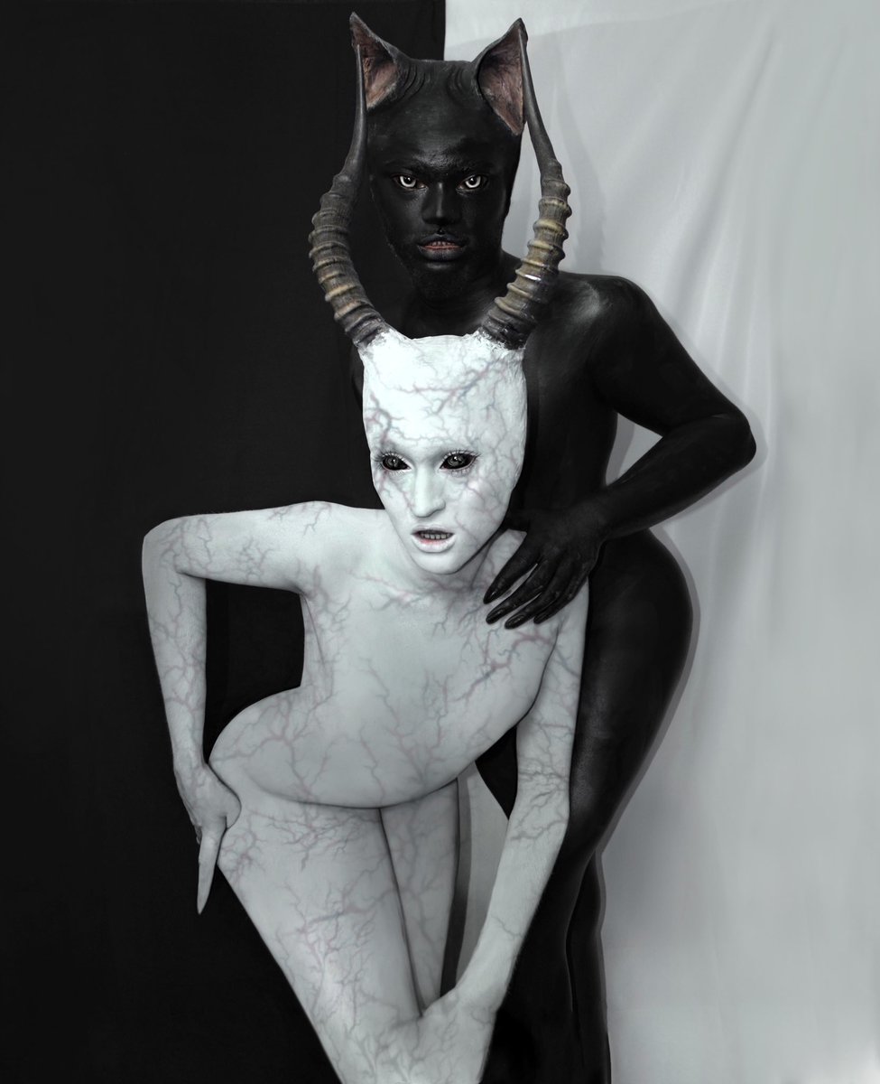 975x1200, 88 Kb / двое, черный, белый, рога, бесы