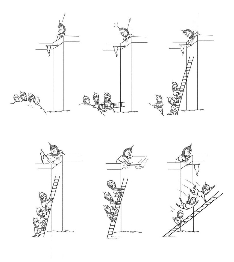 811x906, 104 Kb / штурм, стена, лестница, иллюзия