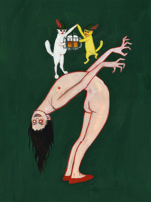 500x669, 102 Kb / девка, пиво, коты, рисунок