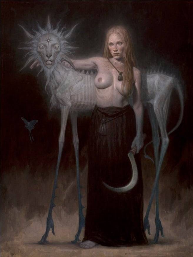 656x870, 42 Kb / девка, серп, рисунок, зверь