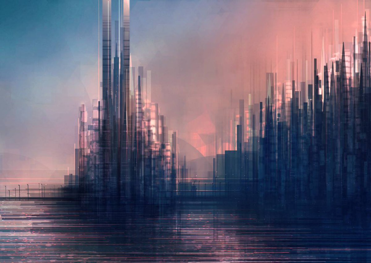 1200x849, 133 Kb / город, небо, здания, фонари, воды, Скотт Уминга