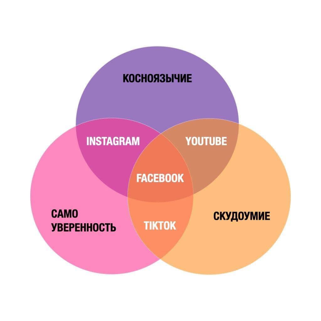 1024x1024, 37 Kb / косноязычие, скудоумие, самоуверенность, инстаграм, тик-ток, фейсбук, диаграмма