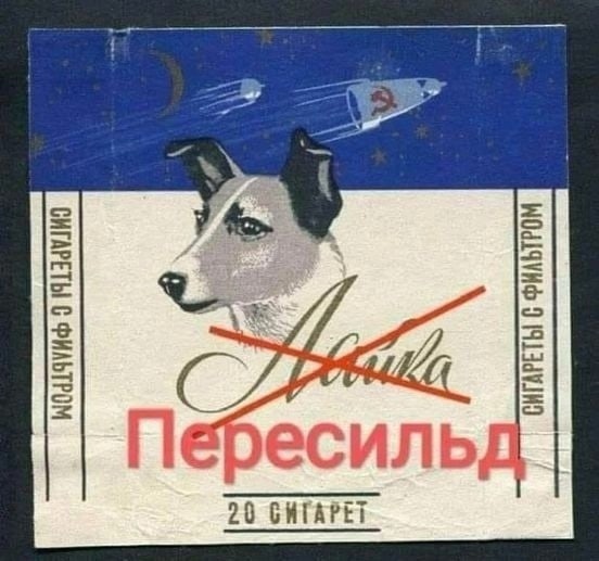 552x517, 97 Kb / собака, Пересильд, космос, сигареты, лайка, пачка