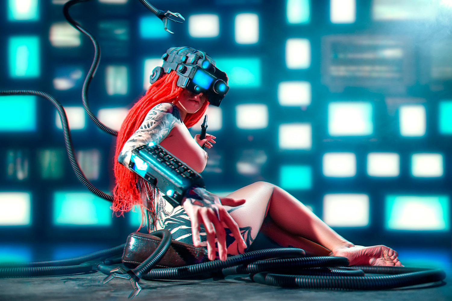 1500x1001, 529 Kb / косплей, шлем, тату, Vera Faith