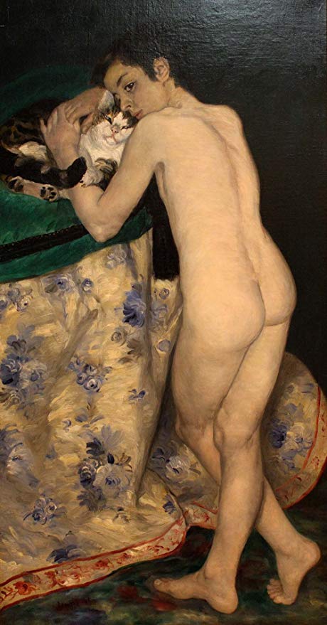 460x879, 60 Kb / картина, Огюст Ренуар, мальчик, кот