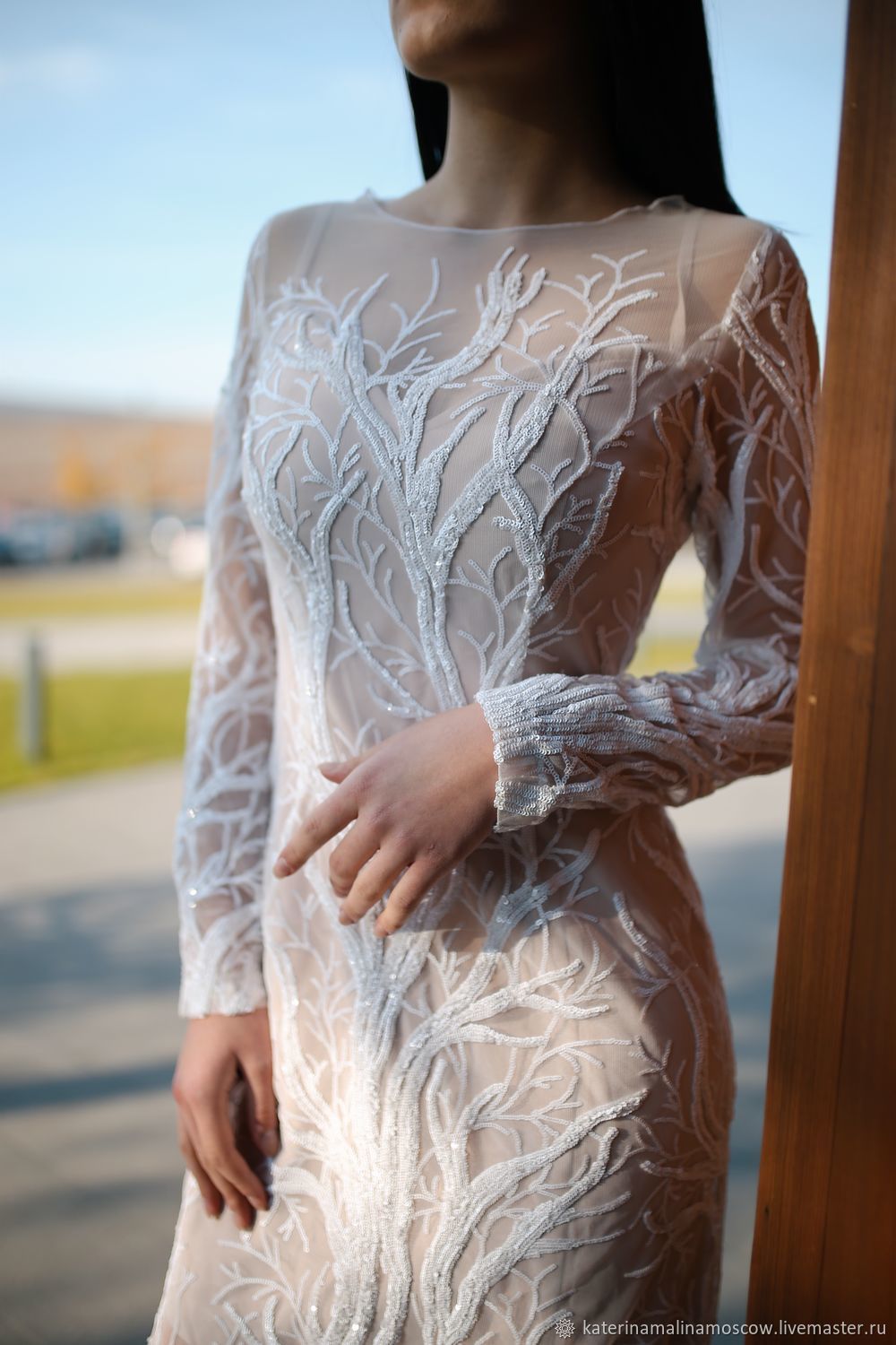 1000x1500, 157 Kb / белое, платье, проем, livemaster, Malina, бисер