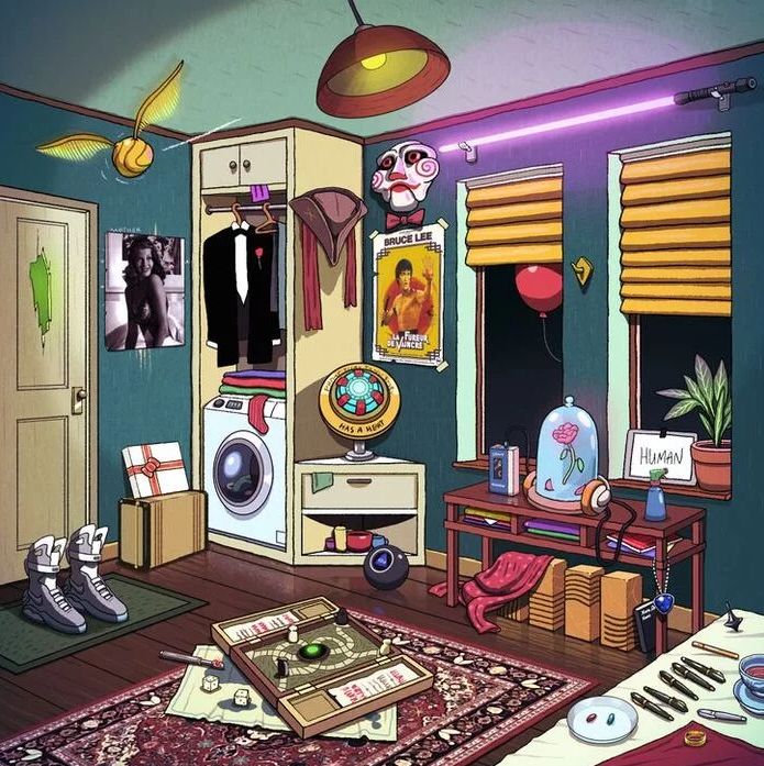 695x697, 125 Kb / Рисунок, предметы, фильмы, загадка