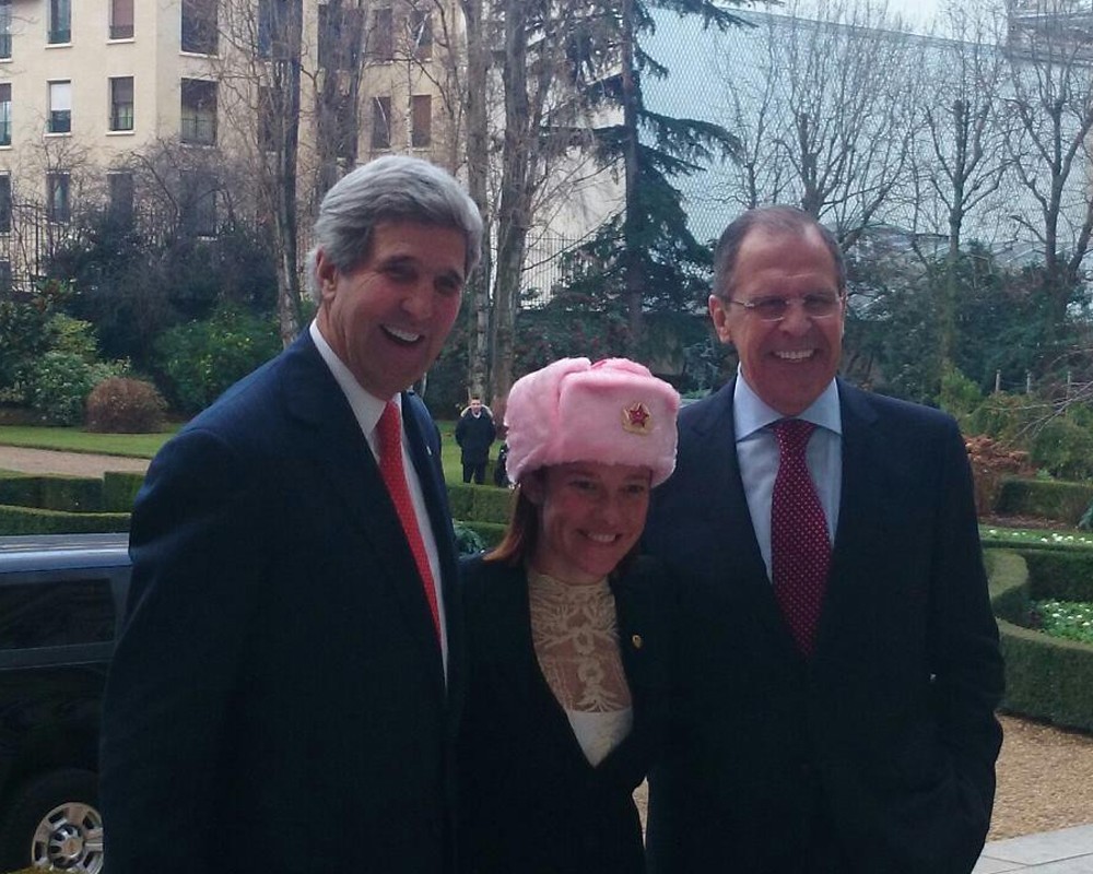 1000x800, 184 Kb / ушанка, Лавров, Джон Керри, Джен Псаки, дипломаты, политики, чиновники