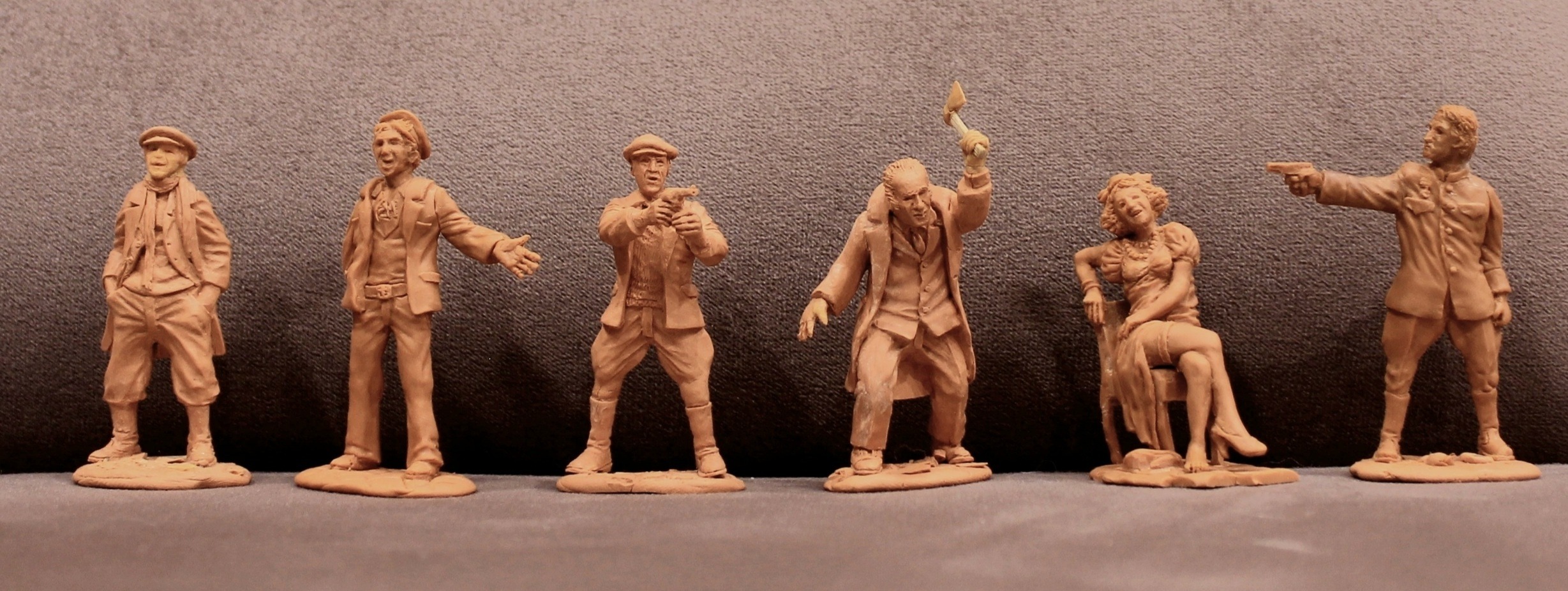 2457x926, 612 Kb / Солдатики ХАНОМАКА, миниатюры, Промокашка, Шарапов, Костя Сапрыкин, Кирпич, Горбатый, Карп, Манька, Фокс, место встречи изменить нельзя, стул, топор, пистолет