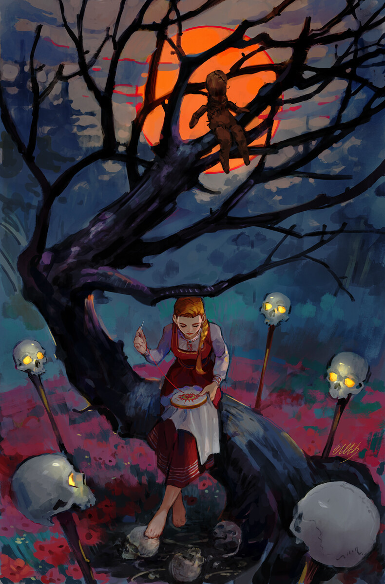 790x1200, 404 Kb / Юлия Журавлёва, дерево, черепа, вышивка, пяльцы