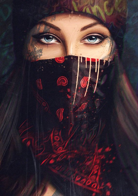 566x800, 98 Kb / рисунок, лицо, бандана, огурцы