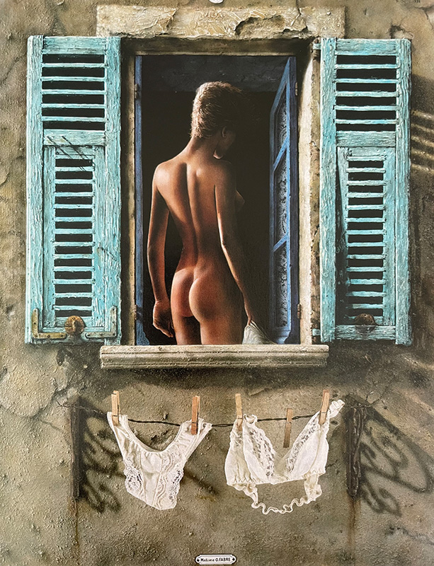 613x800, 319 Kb / окно, ставни, белье, прищепки, рисунок, Mathias Waske