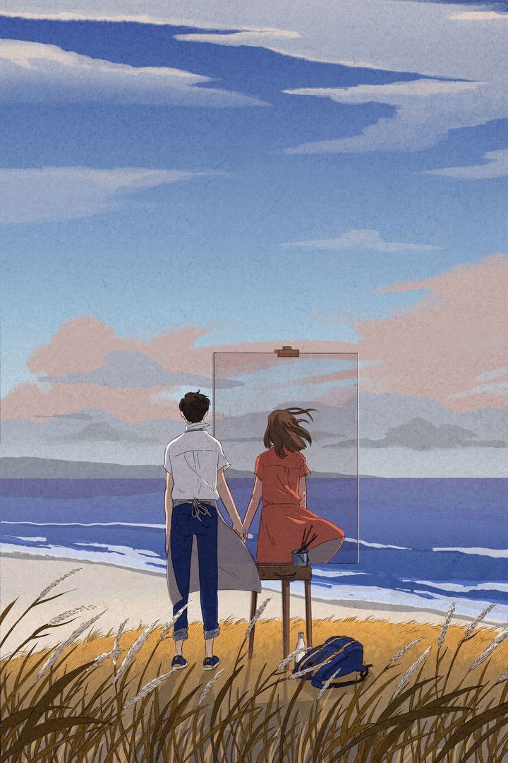 720x1080, 302 Kb / море, руки, холм, мольберт, девушка