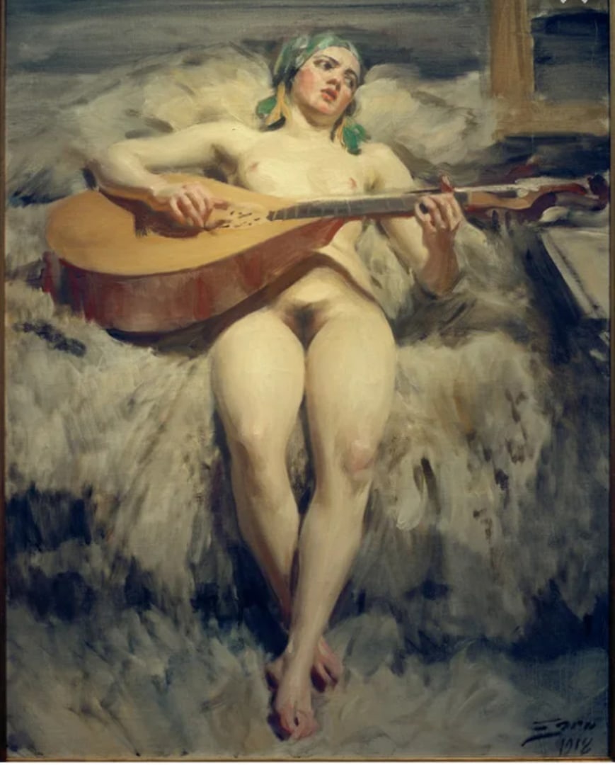 869x1080, 170 Kb / мандолина, Андерс Леонард Цорн, картина, мохнатка