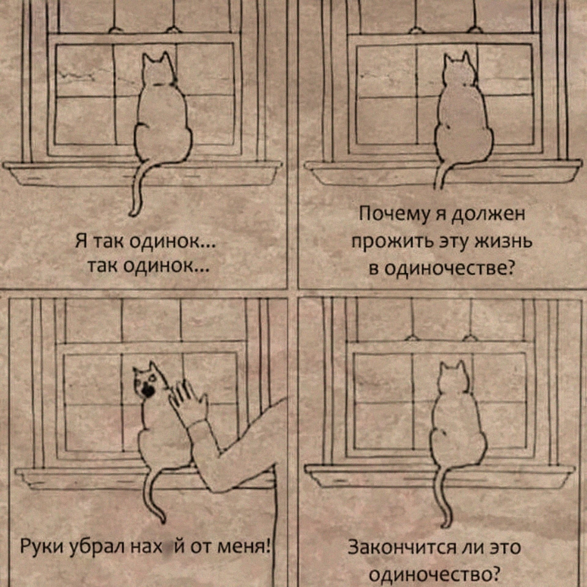 1920x1920, 605 Kb / одиночество, кот, окно, рука
