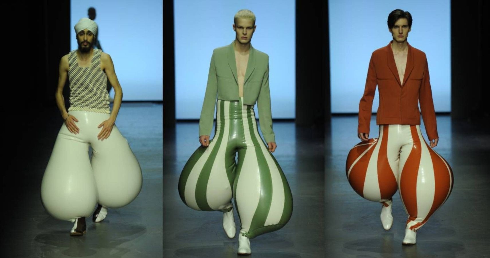 1710x900, 238 Kb / штаны, мода, показ, парни, панталоны, цирк