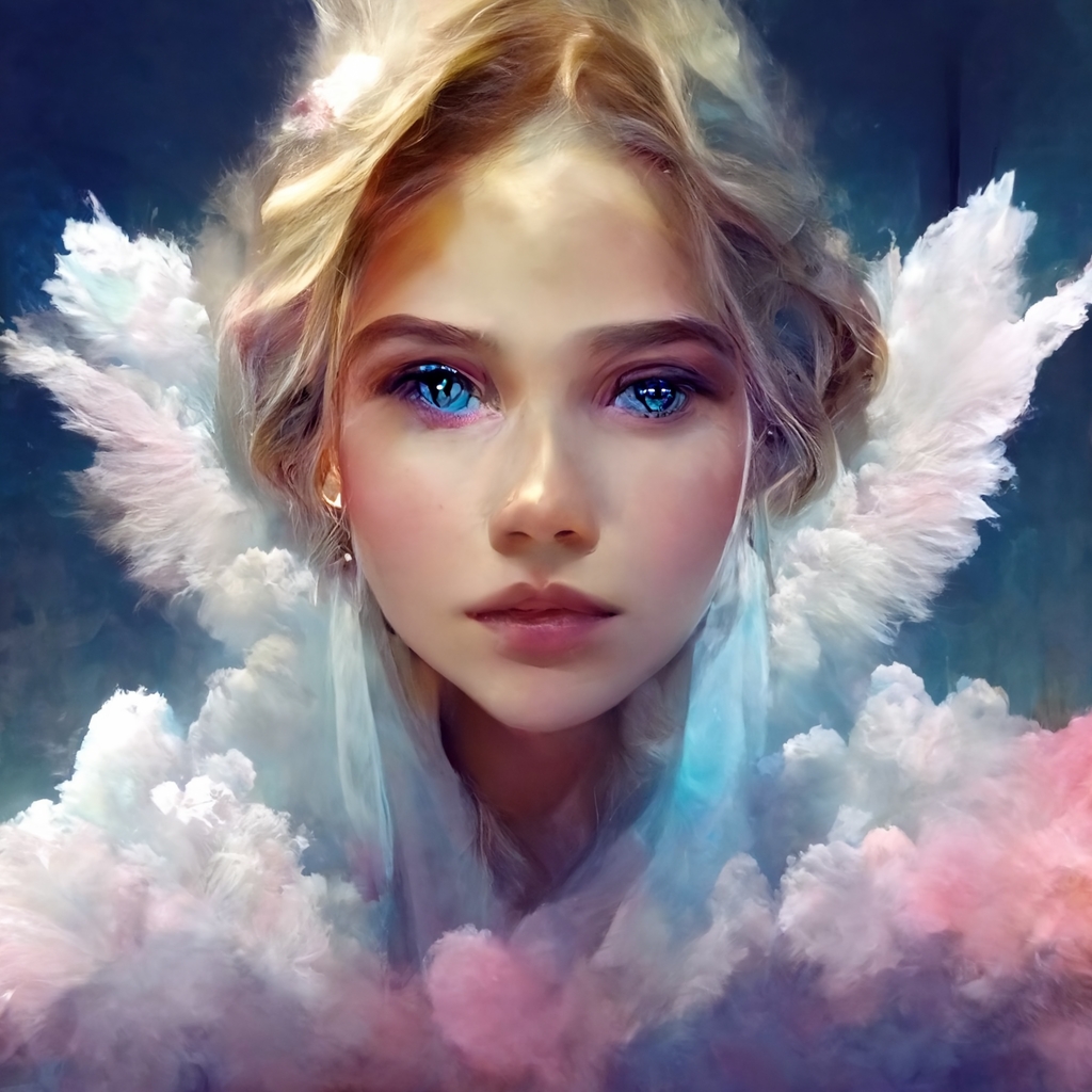 1024x1024, 512 Kb / блондинка, облака, рисунок