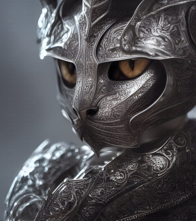 640x720, 133 Kb / кот, кошка, доспехи, рыцарь