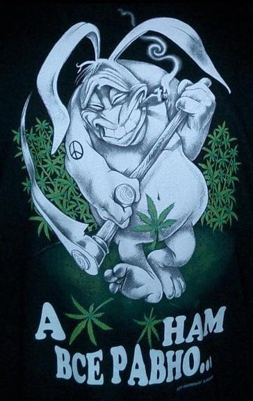 364x576, 47 Kb / заяц, трава, коса, косяк, конопля, анархия