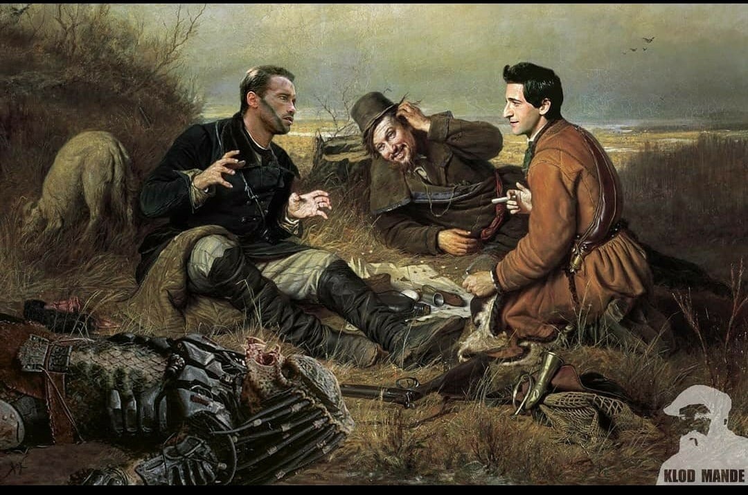 1080x715, 198 Kb / Охотник, привал, хищник, Арнольд Шварценеггер, Arnold Schwarzenegger