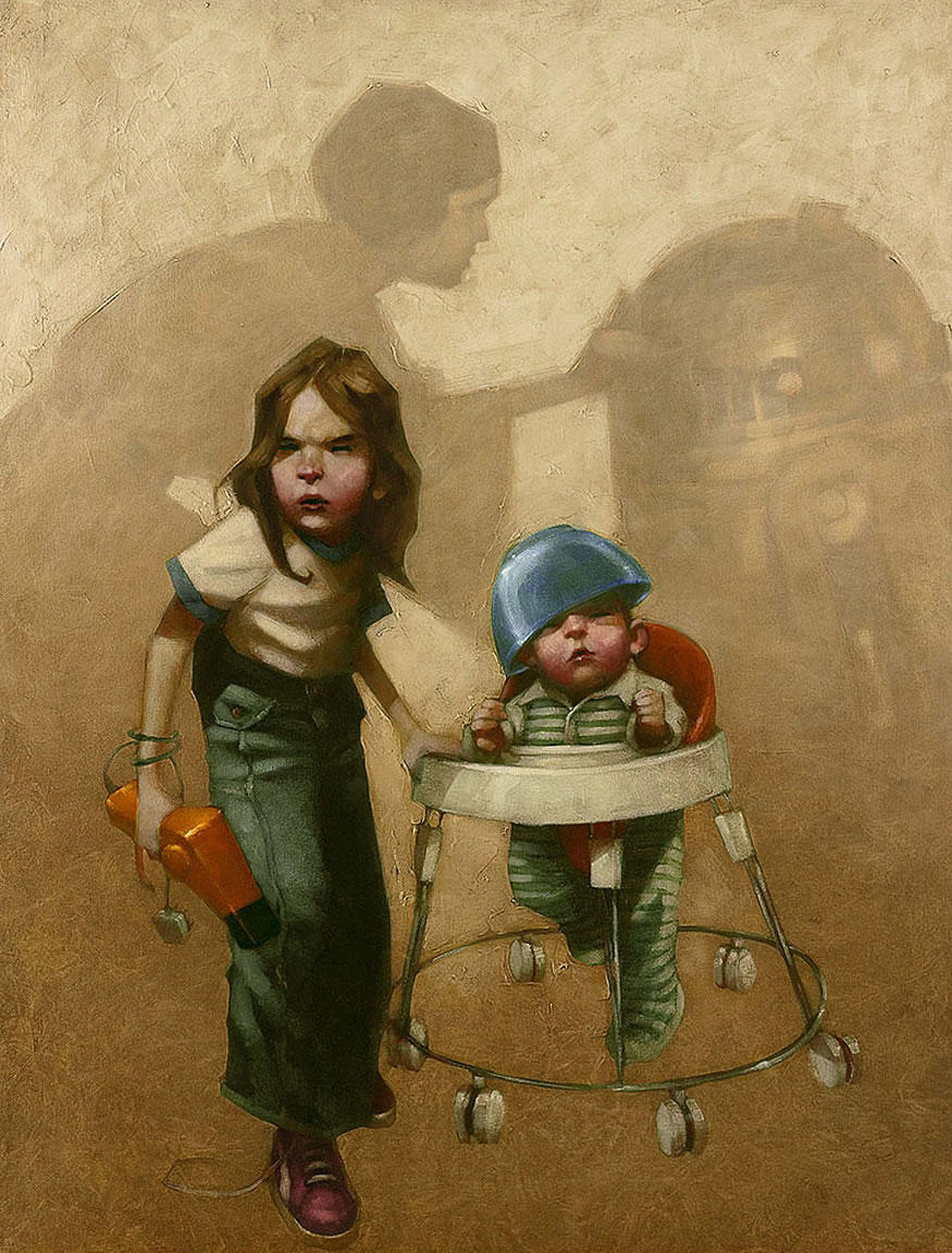 875x1151, 282 Kb / Звёздные Войны, r2d2, принцесса Лея, дети, игра, Craig Davison, ходунки