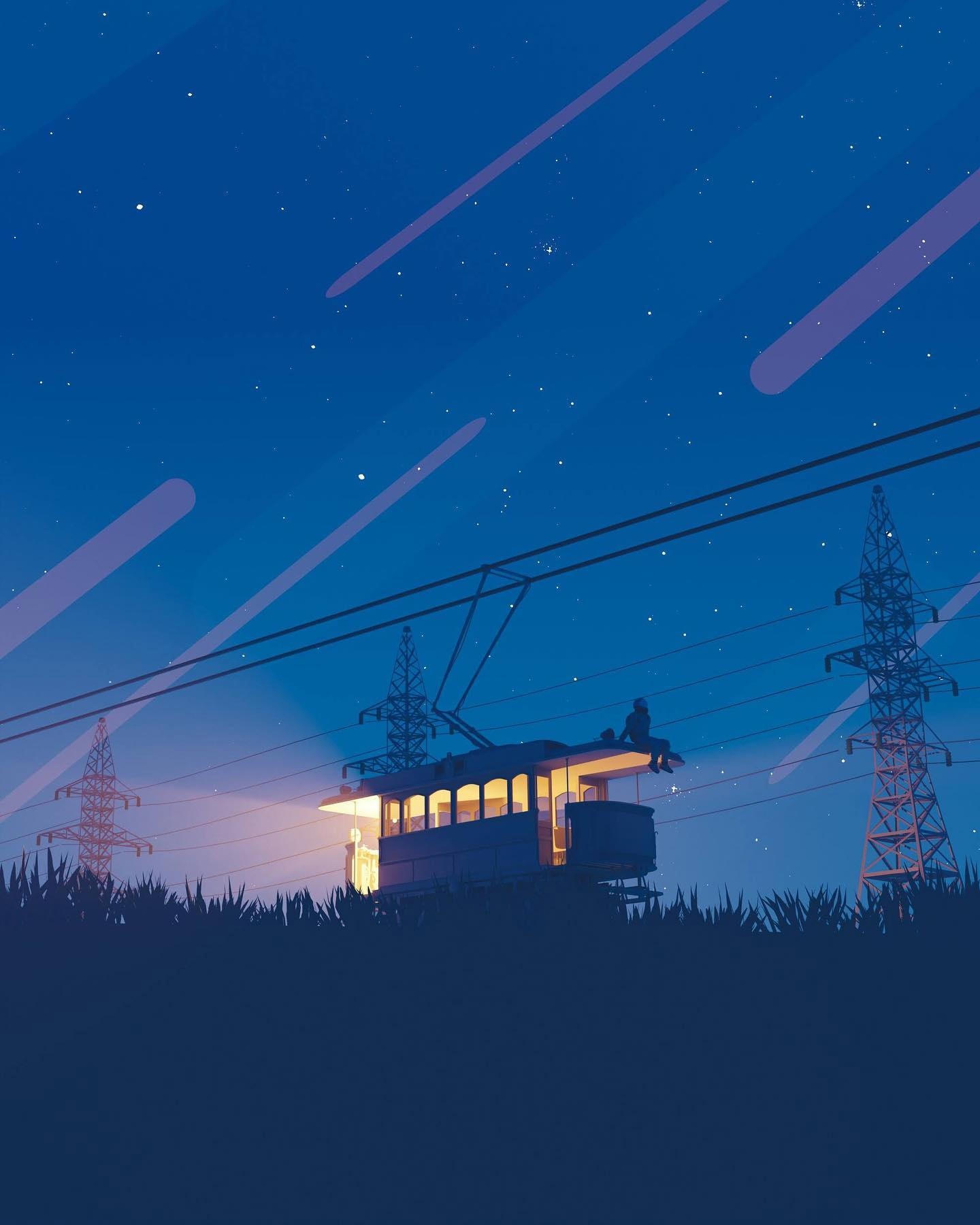 1440x1800, 221 Kb / calebrateds, трамвай, ночь